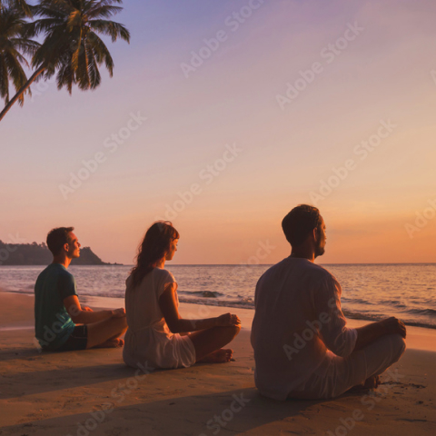 meditating on the beach sunrise