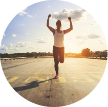 Woman in finish line
